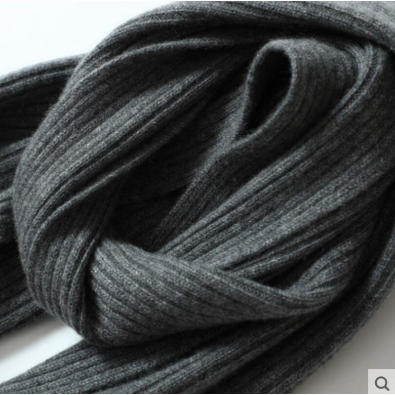 100%Cashmere Scarf Women Men Solid Color Warm Winter Scarfs Gray